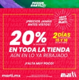 Gran Venta Martí: 20% de descuento hoy sábado y mañana domingo