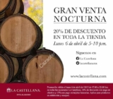 Gran Venta Nocturna en La Castellana: 20% de descuento en toda la tienda sólo hoy 6 de abril de 5 a 10 PM