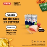 Folleto Fin de semana HEB: Six pack GRATIS comprando $299 o más en picaña, 4 sillas GRATIS al comprar pantalla Roku TV de 58″ y más