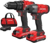 Kit de herramientas eléctricas inalámbricas Craftsman con taladro + atornillador de impacto con baterías, cargador y estuche bajan a un excelente precio