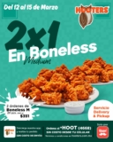2×1 en boneless en Hooters este fin de semana de puente (delivery y pickup)