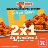 En Hooters 2×1 en boneless grandes al pedir por Rappi este fin de semana
