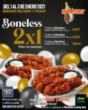 Promoción Hooters Año Nuevo 2021: 2×1 en boneless en delivery y pickup del 1 al 3 de enero