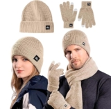 Juego de accesorios invernales con gorro, bufanda y guantes bajan de precio