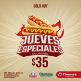 Jueves Especiales Cinemex 22 de septiembre: Hot dog a $35 y entrada a estudiantes a $29