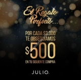 Promoción Julio El Regalo Perfecto: Recibe cupón de $500 por cada $3,000 de compra