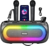 Máquina de karaoke portátil para fiestas con 2 micrófonos baja a su menor precio