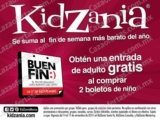 Ofertas en Kidzania El Buen Fin 2014: boleto para adulto gratis comprando 2 de niño