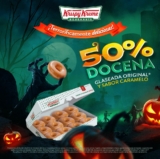 Promoción de Halloween Krispy Kreme: 50% de descuento en docena glaseada original y sabor caramelo este fin de semana