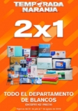 Última Promoción Temporada Naranja 2019: 2×1 en Departamento de Blancos del 31 de Julio al 07 de Agosto 2019