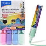 Juego de 4 marcadores colores pastel para vidrio y cristal marca Azor bajan de precio