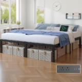 Base de cama matrimonial de metal con entradas eléctricas y USB baja a un excelente precio