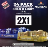 2×1 en 24-pack de cerveza Martens en City Club hoy domingo
