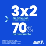 Liquidación Martí: 3×2 en artículos con 60% y 70% de descuento hoy sábado