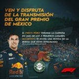 Promoción McCarthys Formula 1: Ronda de bebida de regalo si Checo queda en el podio