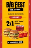 Cupón 2×1 en McTríos Big Mac solo hoy sábado 25 de mayo en el Big Fest de McDonalds