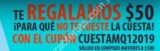 Código Me Quedo Uno de $50 de descuento en compras de $500 o más durante la cuesta de enero