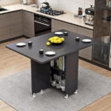 Mesa de madera abatible con ruedas y estantes baja a su menor precio