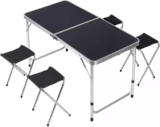 Mesa plegable portátil para camping con 4 bancos baja a un gran precio