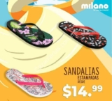 En tiendas Milano sandalias estampadas desde $14.99 pesos
