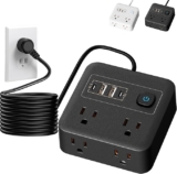 Multicontacto con supresor de picos con 4 enchufes y 4 entradas USB, cable de 1.8 m baja de precio