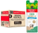 6 pack bebida leche de coco con vainilla sin azúcar Natures Heart baja a su menor precio