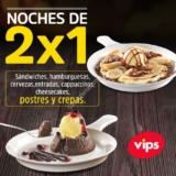 Regresan las noches de 2×1 en Vips con 2×1 en sándwiches, hamburguesas, cervezas, postres y más