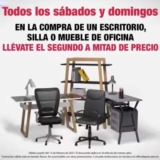Segundo a mitad de precio en sillas y muebles los sábados y domingos en Office Depot