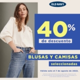 En Old Navy 40% de descuento en blusas y camisas hoy domingo
