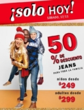 En Old Navy 50% de descuento en jeans hoy sábado