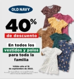 Promoción Old Navy 16 de septiembre: 40% de descuento en todos los vestidos y polos sólo hoy