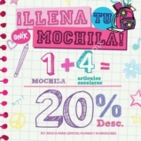 Promoción Onix llena tu mochila: 20% de descuento en la compra de 1 mochila + 4 artículos escolares