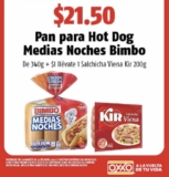 Promoción Oxxo de salchichas Kir a $1 peso en la compra de unas medias noches Bimbo