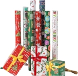Paquete de 24 rollos de papel de regalo con motivos navideños bajan de precio