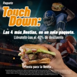 Paquete Touch Down Cuarto de Kilo: 40% de descuento si compras 4 hamburguesas
