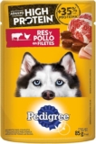 Alimento húmedo para mascotas Pedigree High Protein con 24 sobres baja a un gran precio