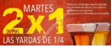 Yardas de Cerveza de 1/4 al 2X1 los martes en Perros y burros