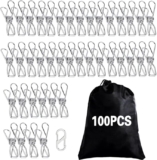 Juego de 100 pinzas de acero inoxidable para colgar ropa bajan de precio