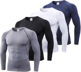 Juego de 4 camisetas deportivas de compresión de manga larga para hombre a un gran precio