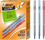 Pack de 60 plumas bolígrafos Bic Round Stic Xtra Life en colores negro, rojo y azul bajan a un tremendo precio