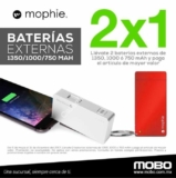 2×1 en baterías externas Mophie en tiendas Mobo