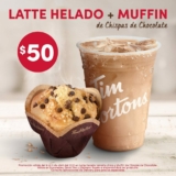Promoción Tim Hortons de fin de semana: Latte helado + muffin de chispas de chocolate por $50