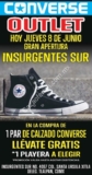 Por inauguración en Converse Outlet Insurgentes compra un par de tenis y llévate gratis una playera hoy 8 de junio