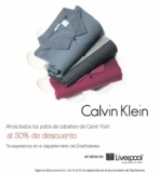 30% de descuento en polos para hombres Calvin Klein en Liverpool