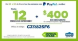 Cupón Paypal Lowes: $400 de descuento + 12 meses sin intereses pagando con Paypal (hoy último día)
