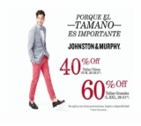 40% de descuento en tallas chicas y 60% de descuento en tallas grandes en Johnston & Murphy