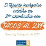Promoción de Aniversario El Tizoncito Insurgentes: Tacos al 2×1 hoy viernes 2 de junio