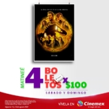 En Cinemex 4 boletos para ver Jurassic World a sólo $100 para la primer función de hoy y mañana
