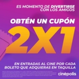 Promoción Cinépolis: Obtén cupón 2×1 por cada boleto que compres en taquilla
