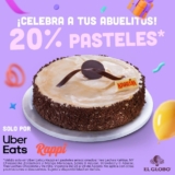 Promoción El Globo Día del Abuelo: 20% de descuento en pasteles en Rappi y Uber Eats